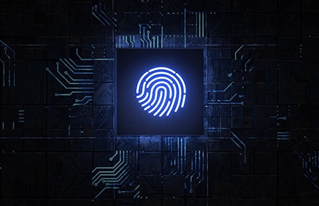 代表安全性解決方案的晶片指紋影像